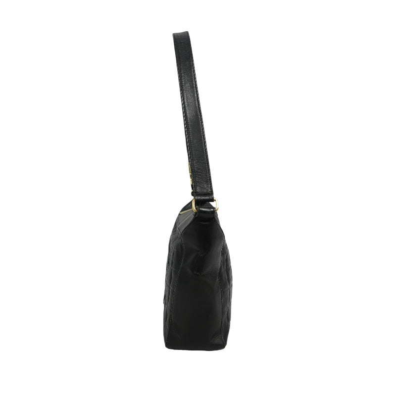 CHANEL Choco Bar Calfskin Shoulder Bag Black