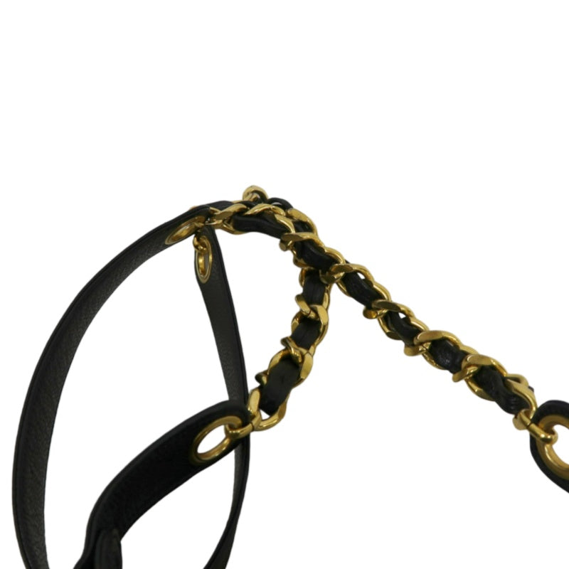CHANEL Coco Mark Caviar Skin Drawstring Shoulder Bag Black Gold-Tone Hardware