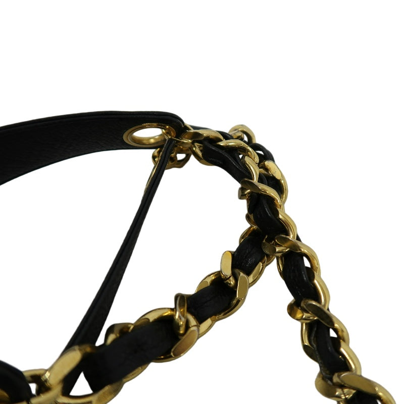 CHANEL Coco Mark Caviar Skin Drawstring Shoulder Bag Black Gold-Tone Hardware