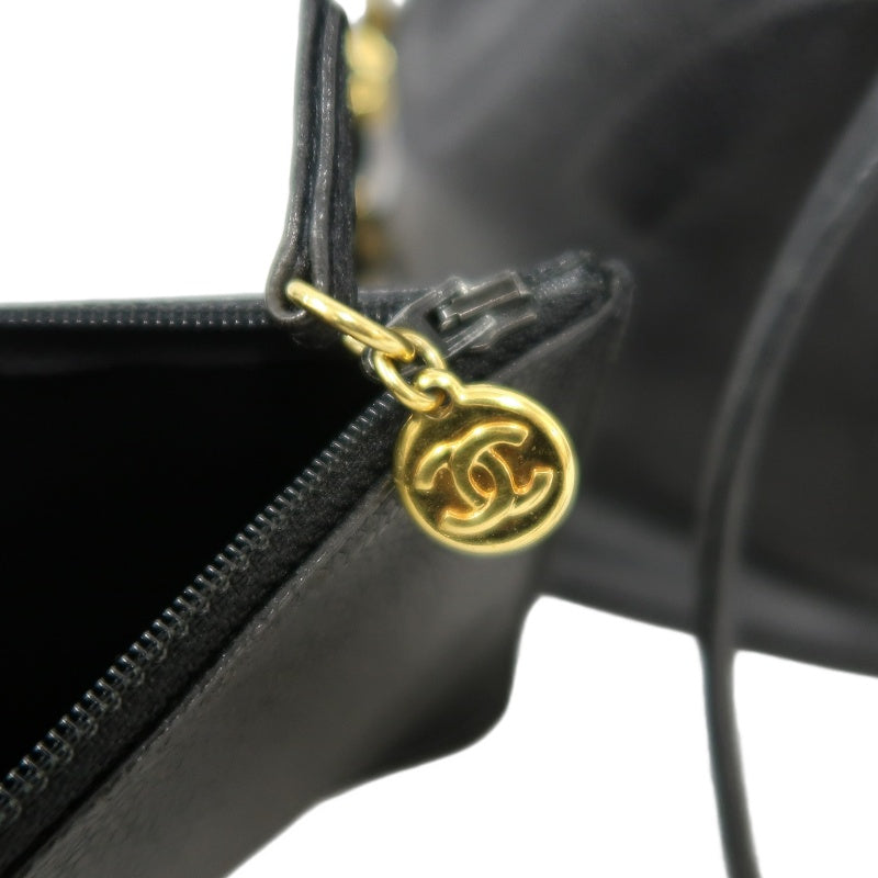 CHANEL Coco Mark Caviar Skin Drawstring Shoulder Bag Black Gold-Tone Hardware