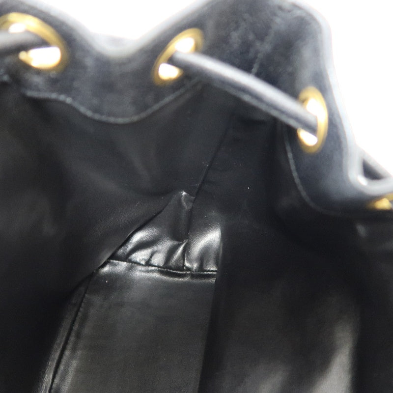 CHANEL Coco Mark Caviar Skin Drawstring Shoulder Bag Black Gold-Tone Hardware