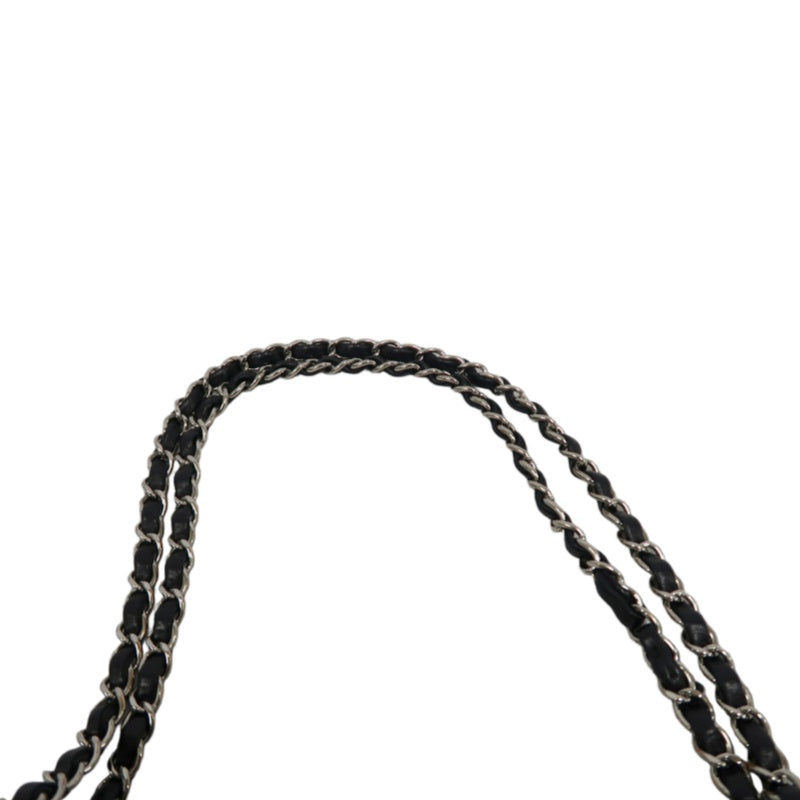 CHANEL CF Matelassé Tweed Shoulder Bag Black Silver-Tone Hardware