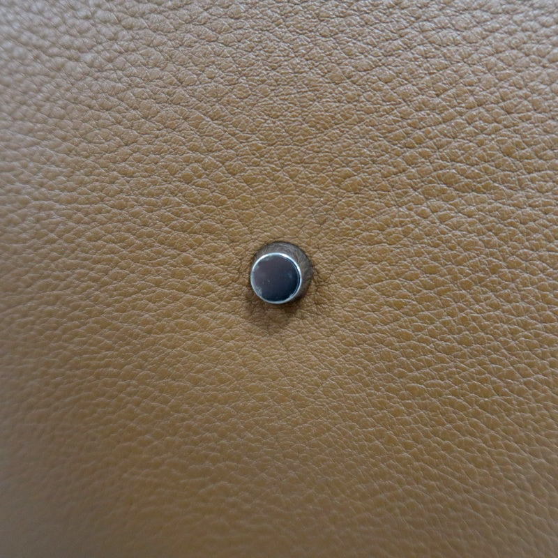 HERMES Lindy Calf Leather Handbag Brown Silver-Tone Hardware