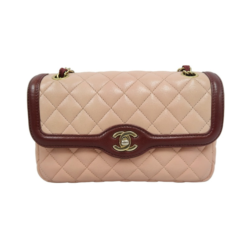 CHANEL Matelasse Lambskin Shoulder Bag Pink Gold-Tone Hardware Paris Limited Edition