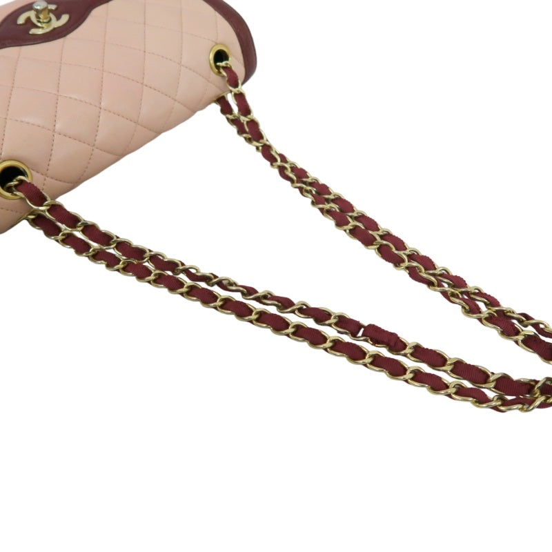 CHANEL Matelasse Lambskin Shoulder Bag Pink Gold-Tone Hardware Paris Limited Edition