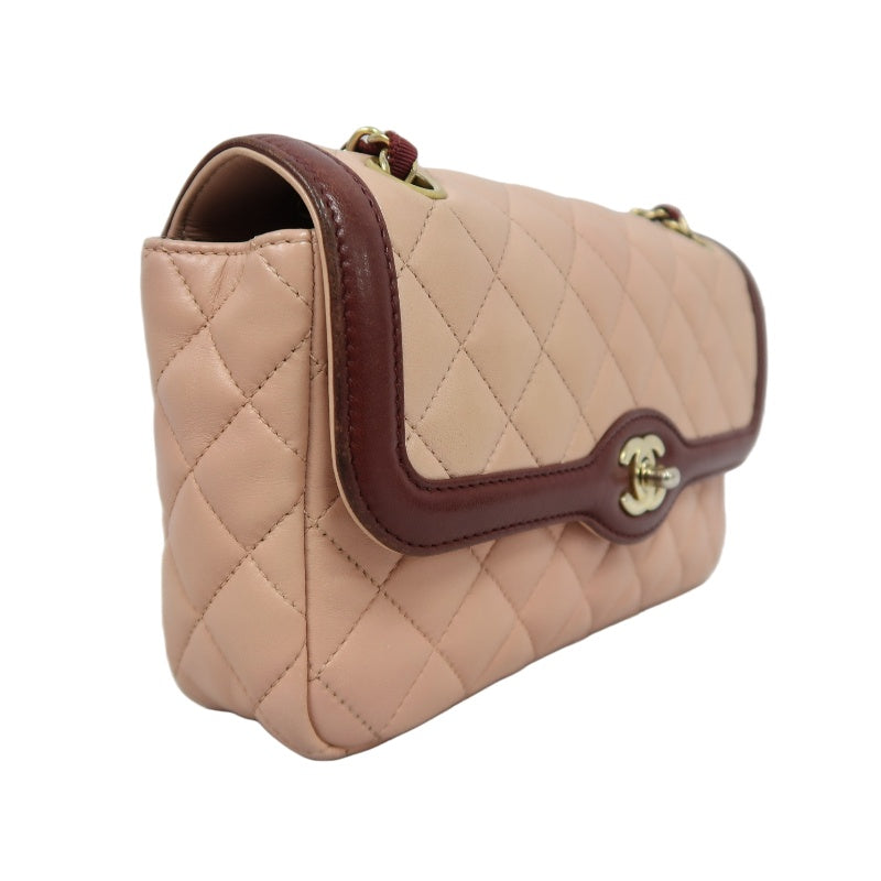 CHANEL Matelasse Lambskin Shoulder Bag Pink Gold-Tone Hardware Paris Limited Edition