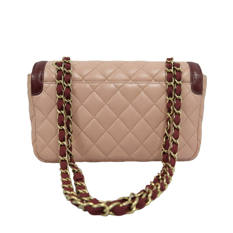 CHANEL Matelasse Lambskin Shoulder Bag Pink Gold-Tone Hardware Paris Limited Edition