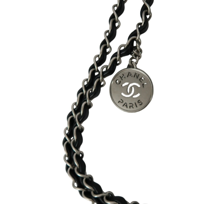 CHANEL 22 Lambskin Shoulder Bag Black Silver-Tone Hardware