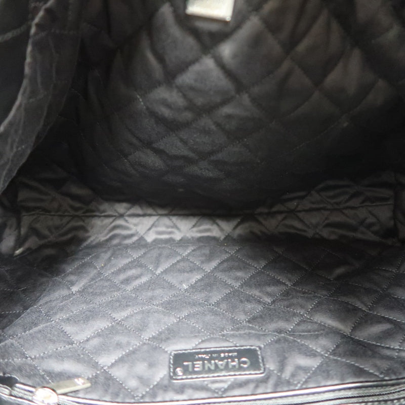CHANEL 22 Lambskin Shoulder Bag Black Silver-Tone Hardware