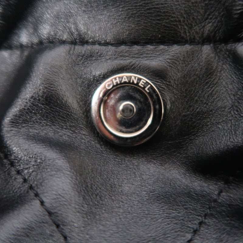 CHANEL 22 Lambskin Shoulder Bag Black Silver-Tone Hardware