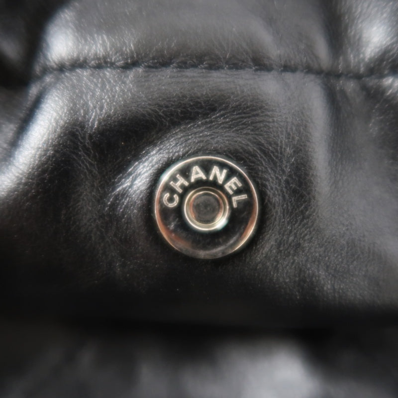 CHANEL 22 Lambskin Shoulder Bag Black Silver-Tone Hardware