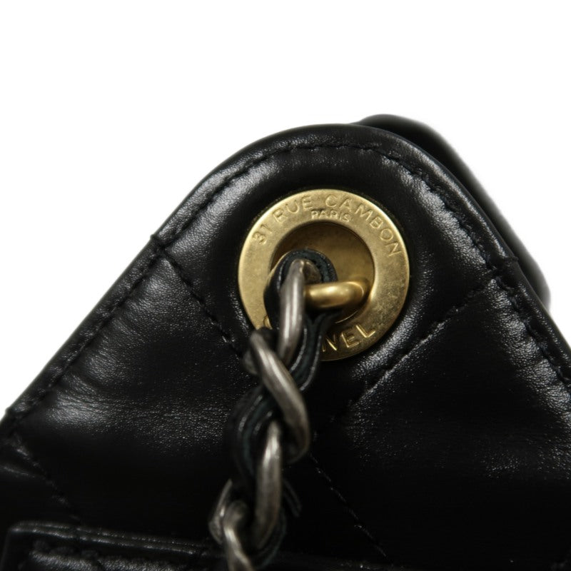 CHANEL 25 Lambskin Hobo Bag Black Gold-Tone Hardware