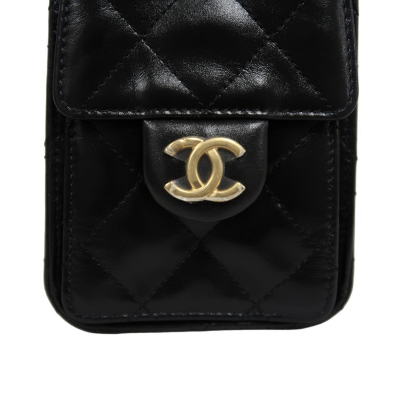CHANEL 25 Lambskin Hobo Bag Black Gold-Tone Hardware