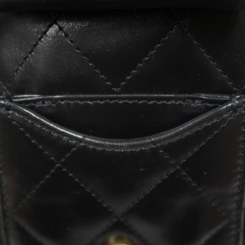 CHANEL 25 Lambskin Hobo Bag Black Gold-Tone Hardware