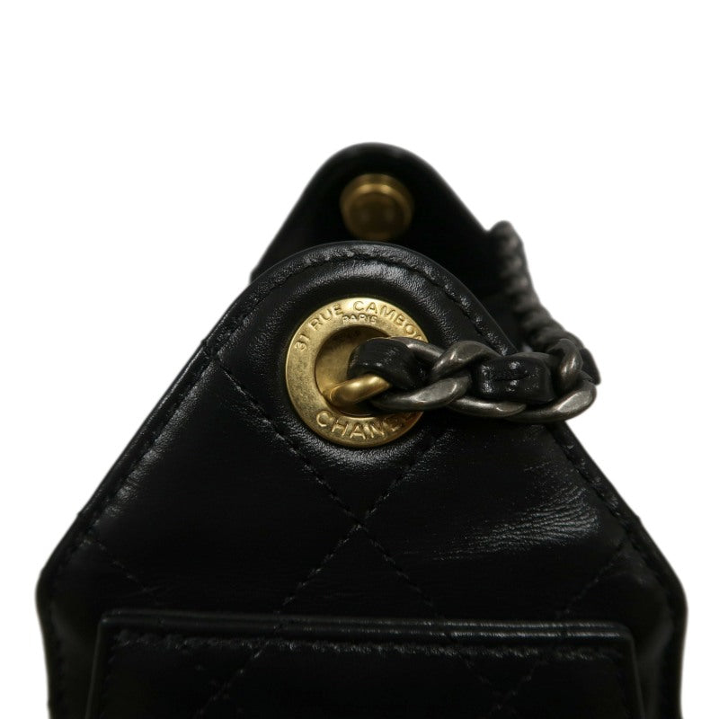 CHANEL 25 Lambskin Hobo Bag Black Gold-Tone Hardware
