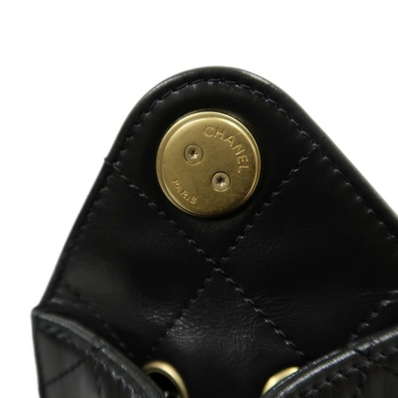 CHANEL 25 Lambskin Hobo Bag Black Gold-Tone Hardware