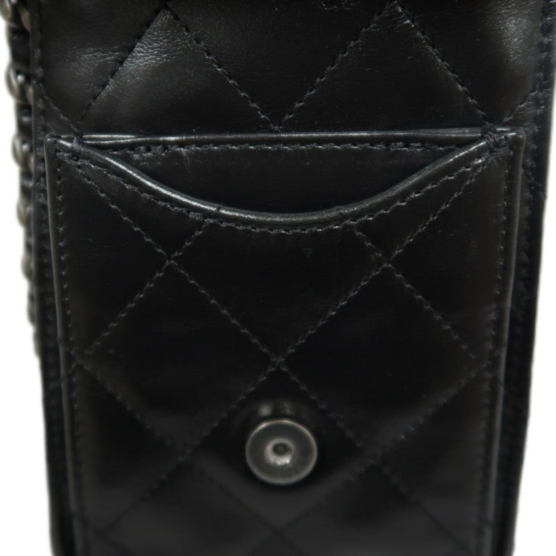 CHANEL 25 Lambskin Hobo Bag Black Gold-Tone Hardware