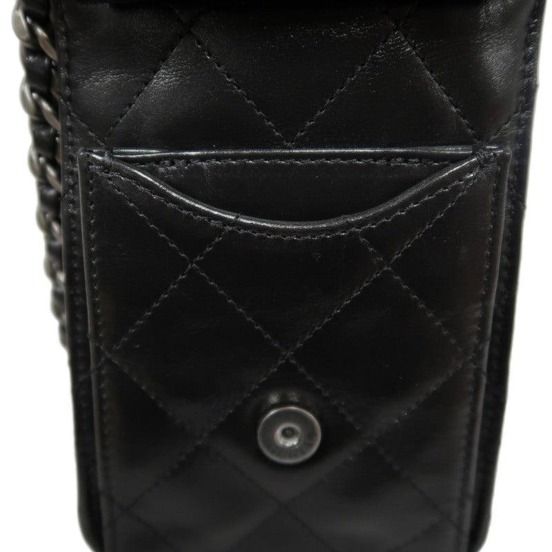 CHANEL 25 Lambskin Hobo Bag Black Gold-Tone Hardware