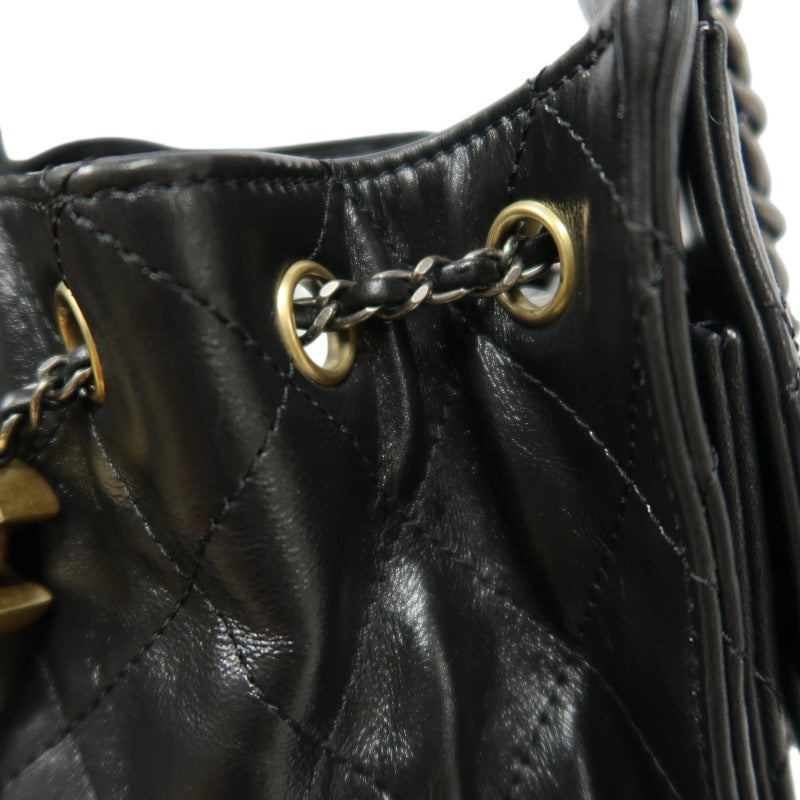 CHANEL 25 Lambskin Hobo Bag Black Gold-Tone Hardware