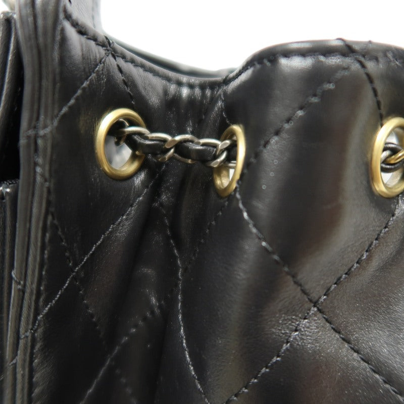 CHANEL 25 Lambskin Hobo Bag Black Gold-Tone Hardware