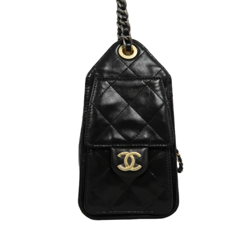 CHANEL 25 Lambskin Hobo Bag Black Gold-Tone Hardware