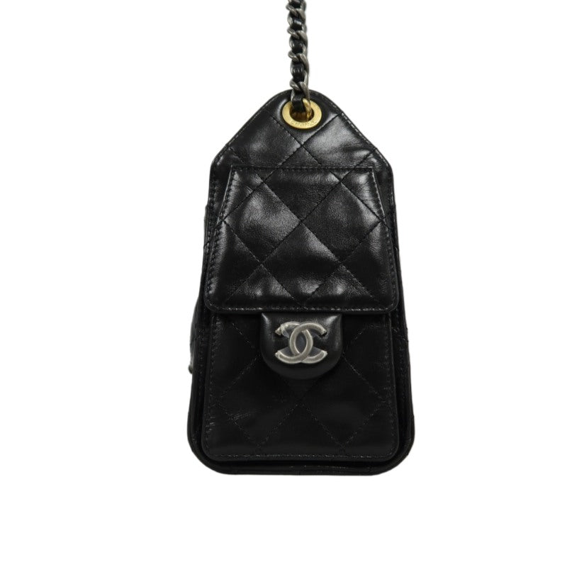 CHANEL 25 Lambskin Hobo Bag Black Gold-Tone Hardware
