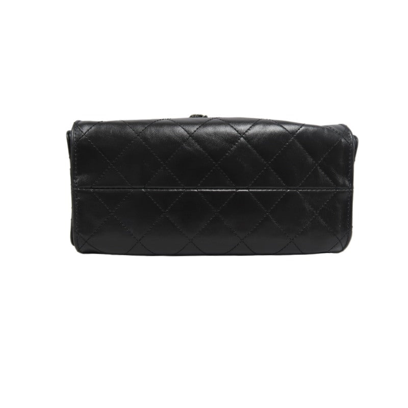 CHANEL 25 Lambskin Hobo Bag Black Gold-Tone Hardware