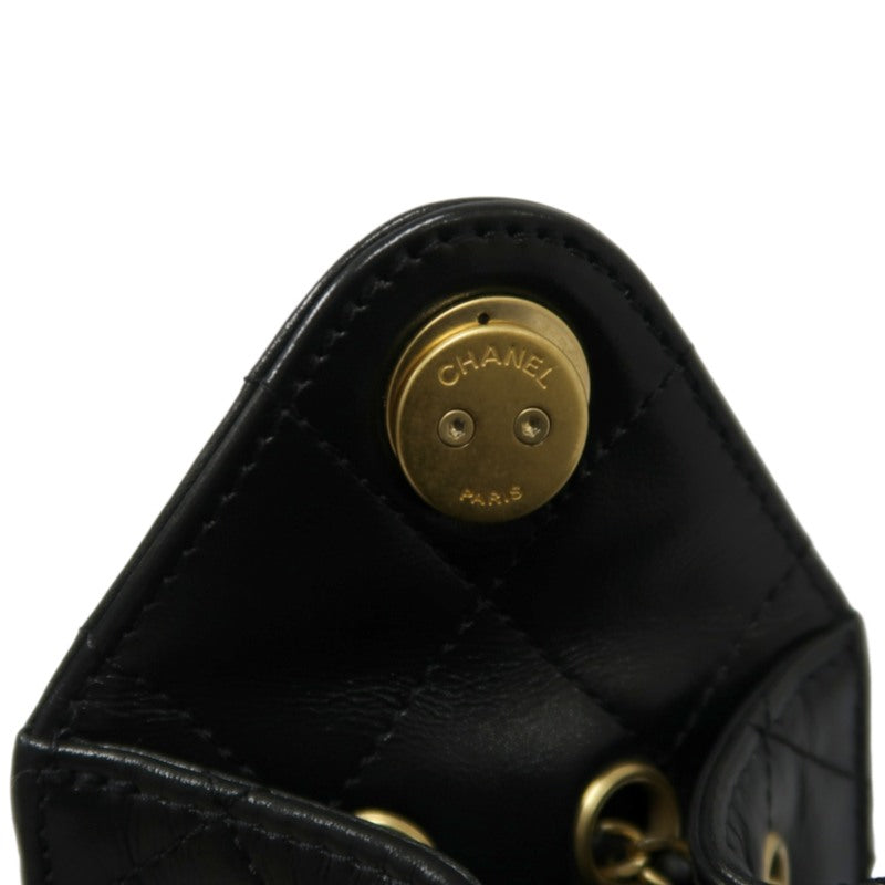 CHANEL 25 Lambskin Hobo Bag Black Gold-Tone Hardware
