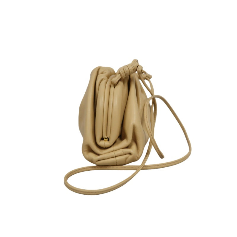 BOTTEGA VENETA The Pouch Leather Handbag Cream Beige