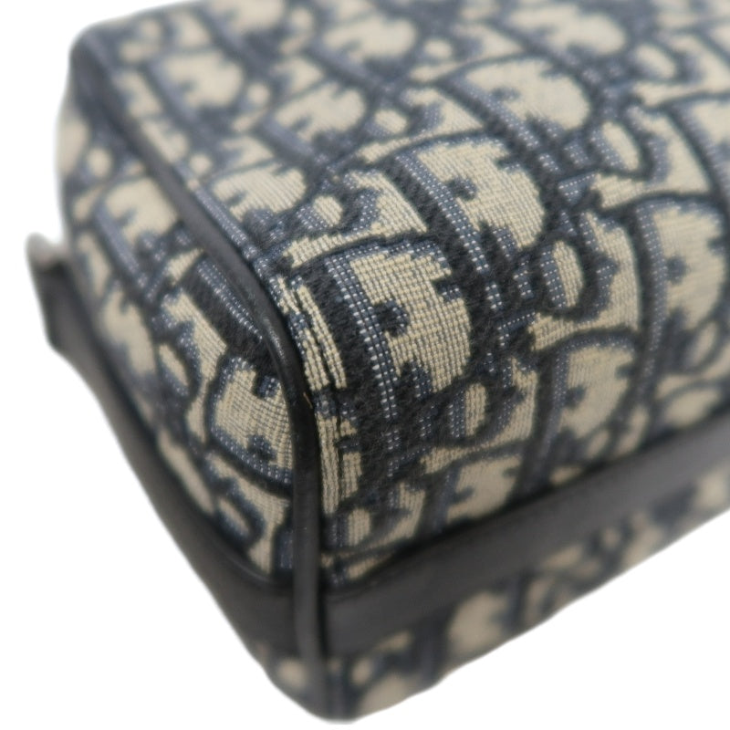 DIOR Oblique Canvas Pouch Navy Silver-Tone Hardware