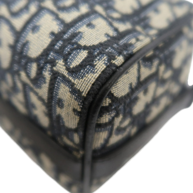 DIOR Oblique Canvas Pouch Navy Silver-Tone Hardware