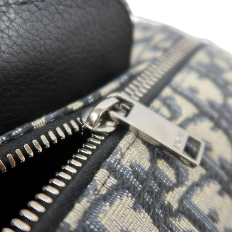 DIOR Oblique Canvas Pouch Navy Silver-Tone Hardware