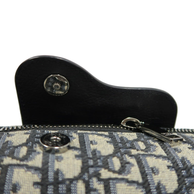 DIOR Oblique Canvas Pouch Navy Silver-Tone Hardware