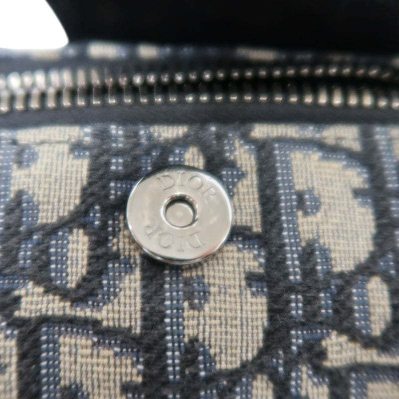 DIOR Oblique Canvas Pouch Navy Silver-Tone Hardware