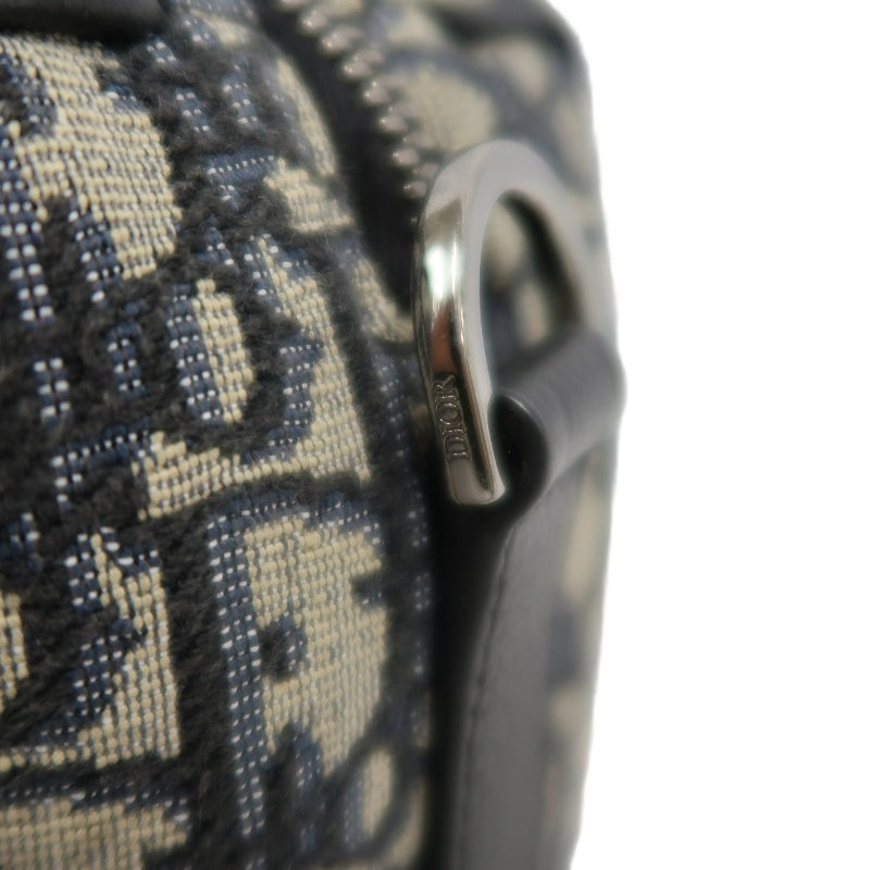 DIOR Oblique Canvas Pouch Navy Silver-Tone Hardware