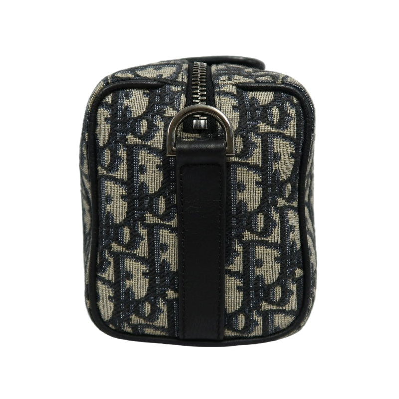 DIOR Oblique Canvas Pouch Navy Silver-Tone Hardware