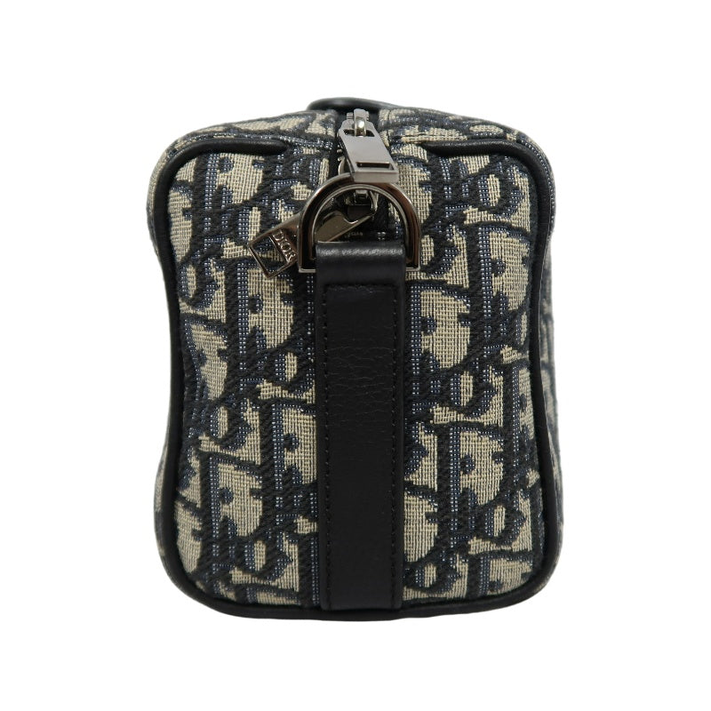 DIOR Oblique Canvas Pouch Navy Silver-Tone Hardware