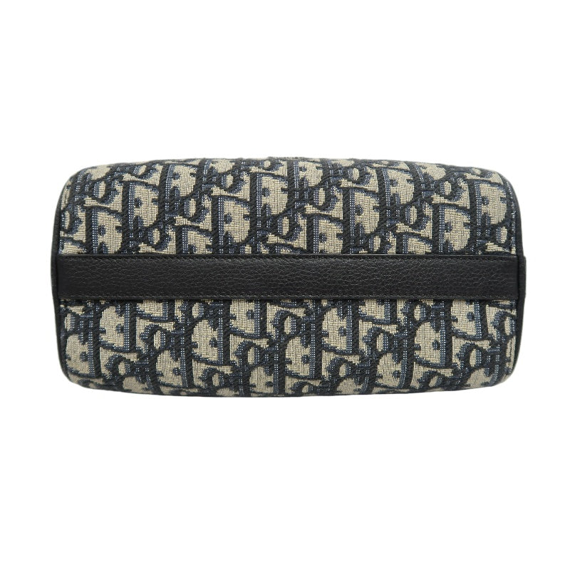 DIOR Oblique Canvas Pouch Navy Silver-Tone Hardware