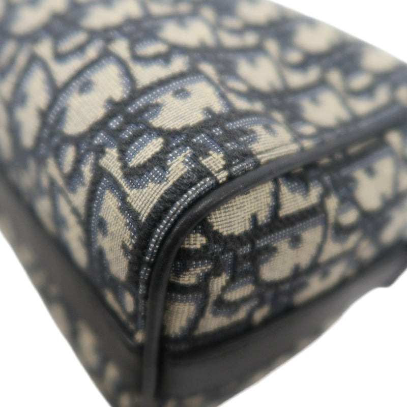 DIOR Oblique Canvas Pouch Navy Silver-Tone Hardware