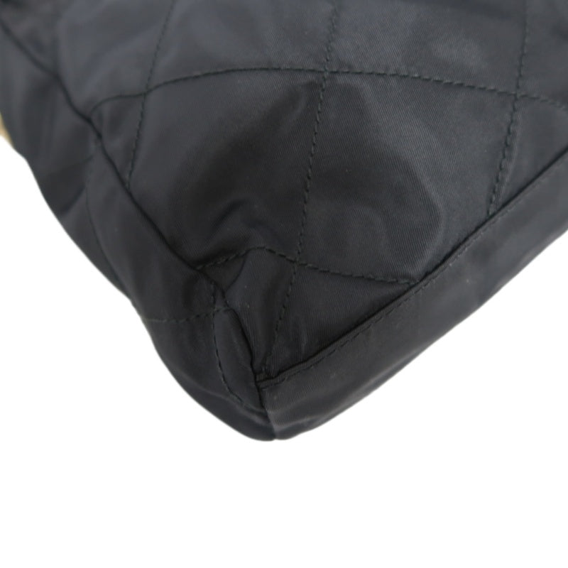 PRADA Nylon Shoulder Bag Black Gold-Tone Hardware