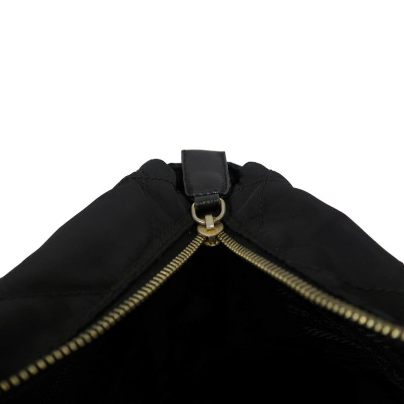 PRADA Nylon Shoulder Bag Black Gold-Tone Hardware