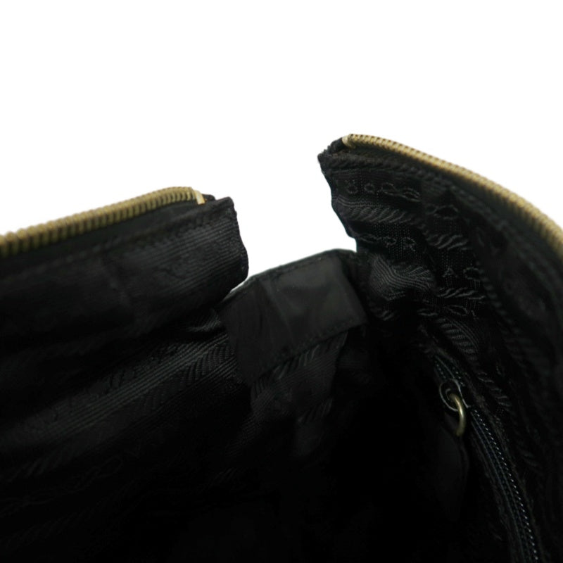 PRADA Nylon Shoulder Bag Black Gold-Tone Hardware