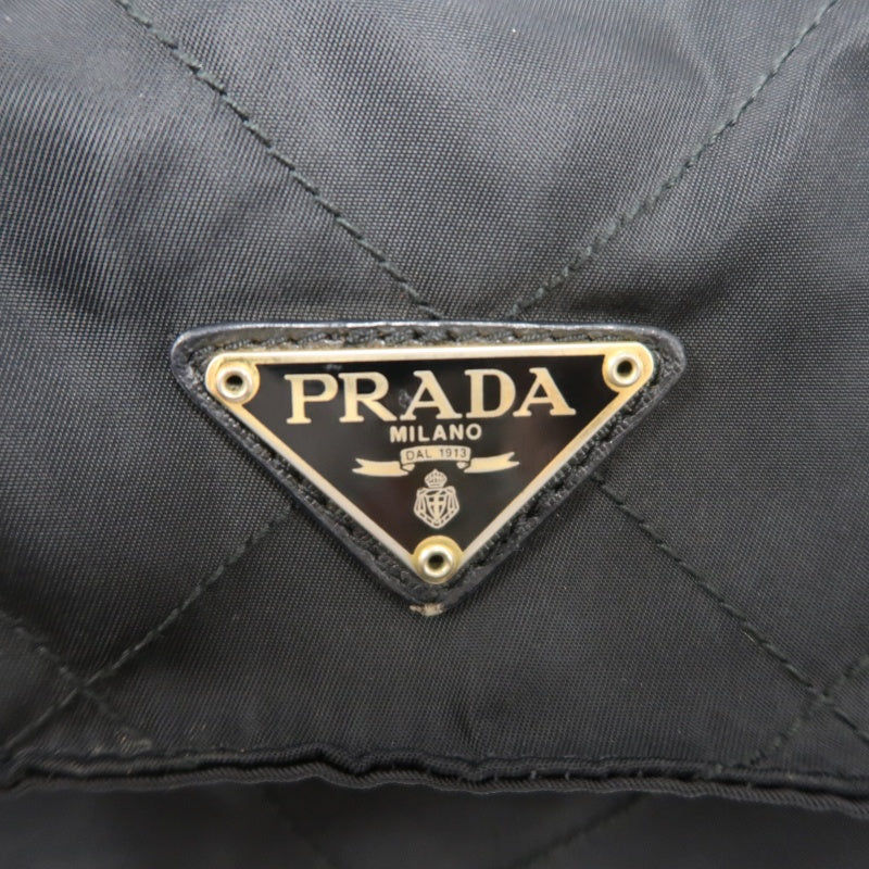 PRADA Nylon Shoulder Bag Black Gold-Tone Hardware
