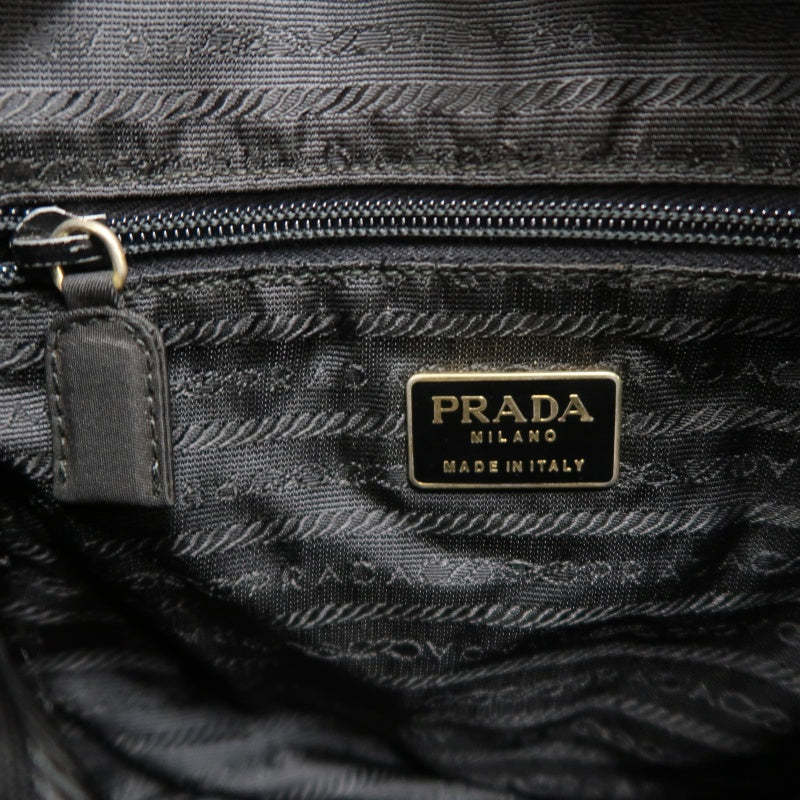 PRADA Nylon Shoulder Bag Black Gold-Tone Hardware