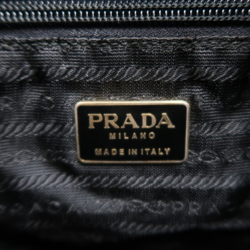 PRADA Nylon Shoulder Bag Black Gold-Tone Hardware