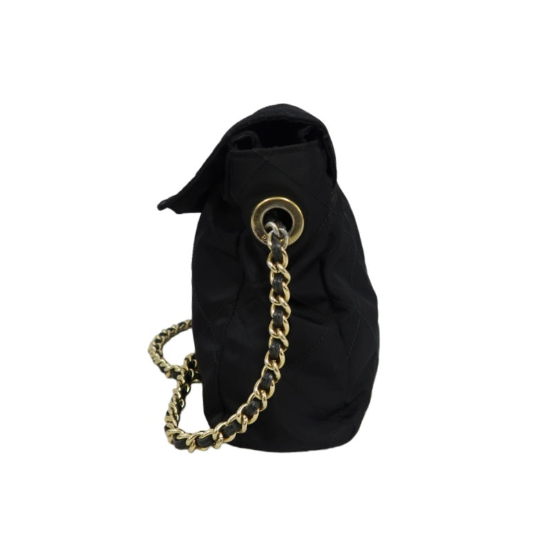 PRADA Nylon Shoulder Bag Black Gold-Tone Hardware