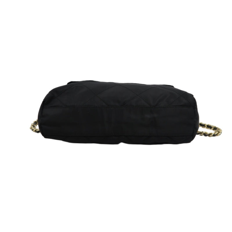 PRADA Nylon Shoulder Bag Black Gold-Tone Hardware