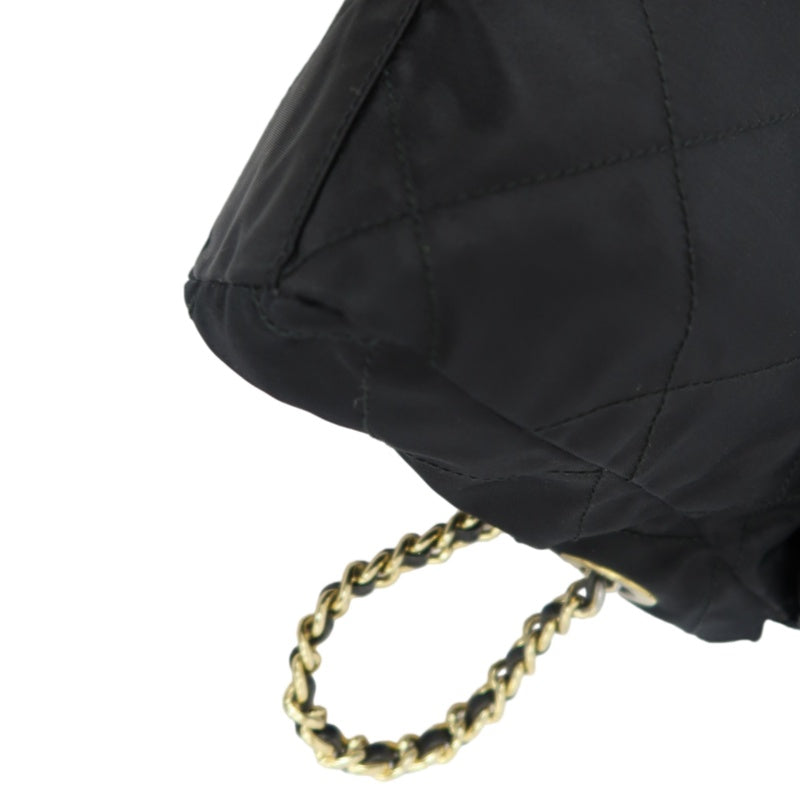 PRADA Nylon Shoulder Bag Black Gold-Tone Hardware