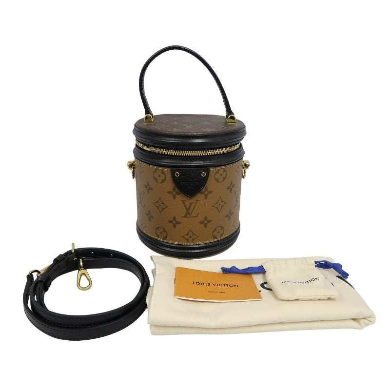 LOUIS VUITTON Cannes Reverse Handbag Brown PVC Gold-Tone Hardware with Shoulder Strap