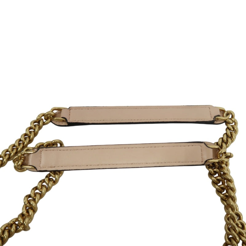 FENDI Baguette Calf Leather Shoulder Bag Pink Gold-Tone Hardware